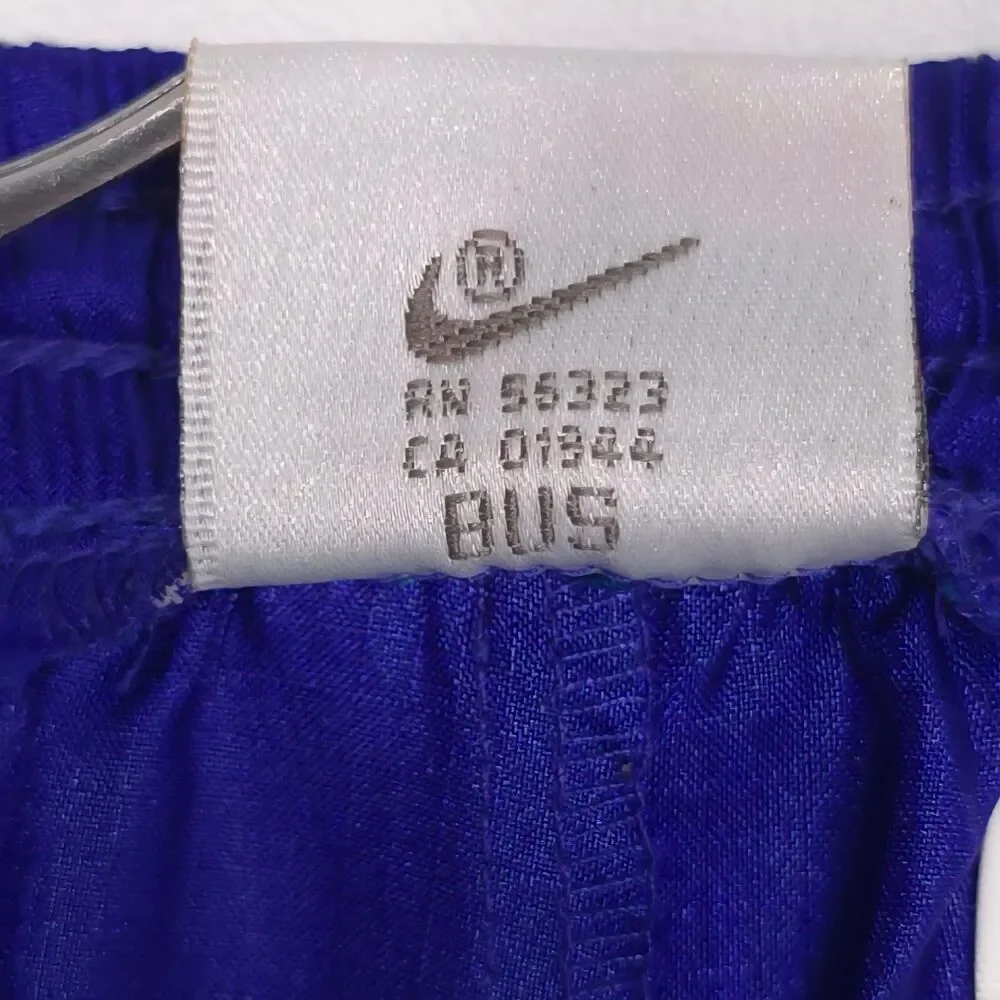 NIKE VINTAGE Track Pants LARGE S20509 BUS Ankle Zip Elastic Hem‎ Blue Nylon 90’s